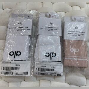 ALO Yoga White and Pink Unisex Socks